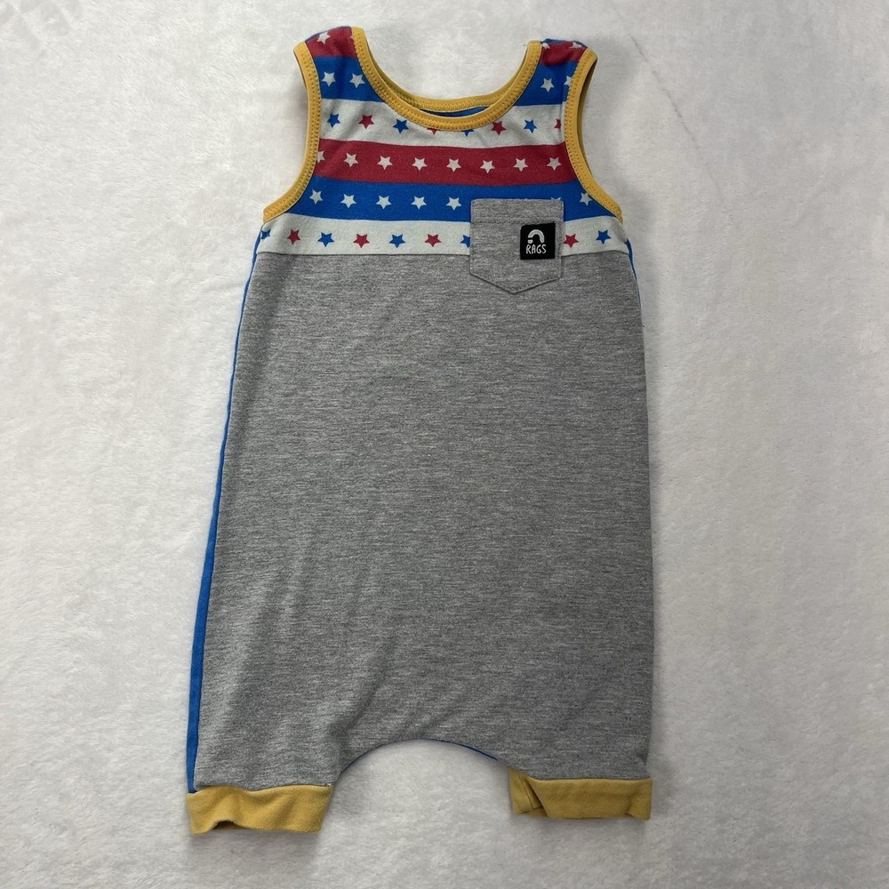 Rags to Raches Patriotic Romper Unisex Baby 3-6m‎ Sleeveless Summer Beach